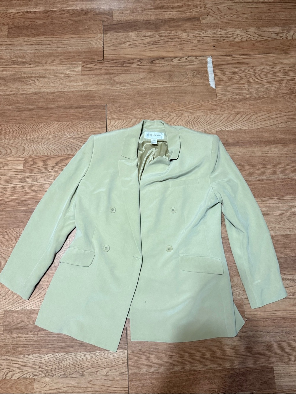 Jones New York Pastel Green Double-Breasted Blazer